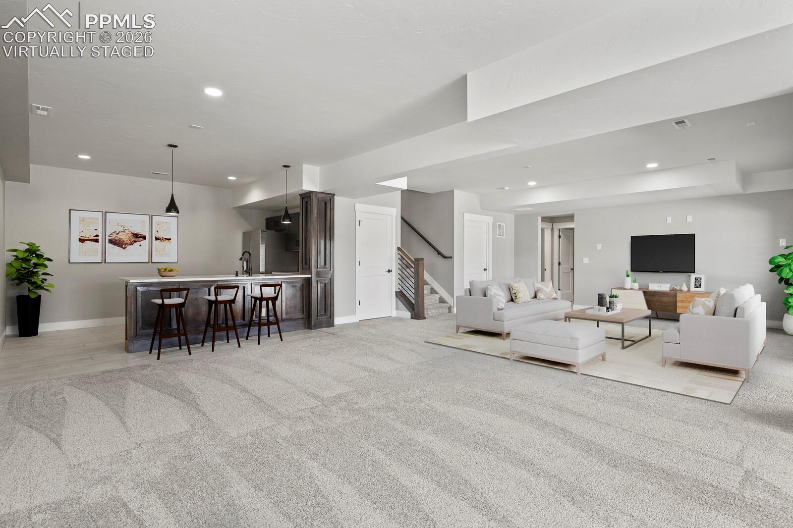 Basement. Virtually Staged