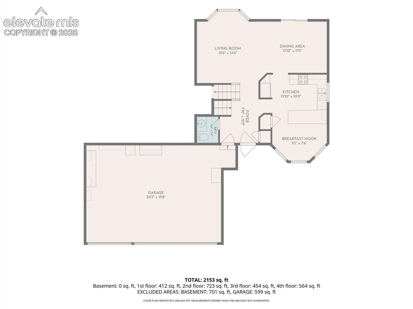 Main Level-Measurements are approximate using CubiCasa