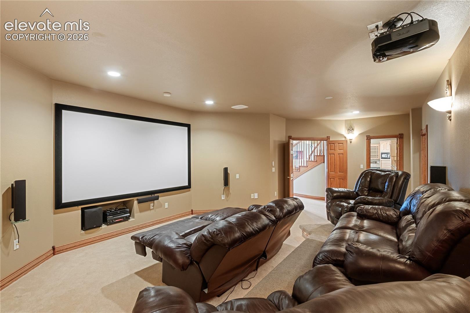 Media room in basement