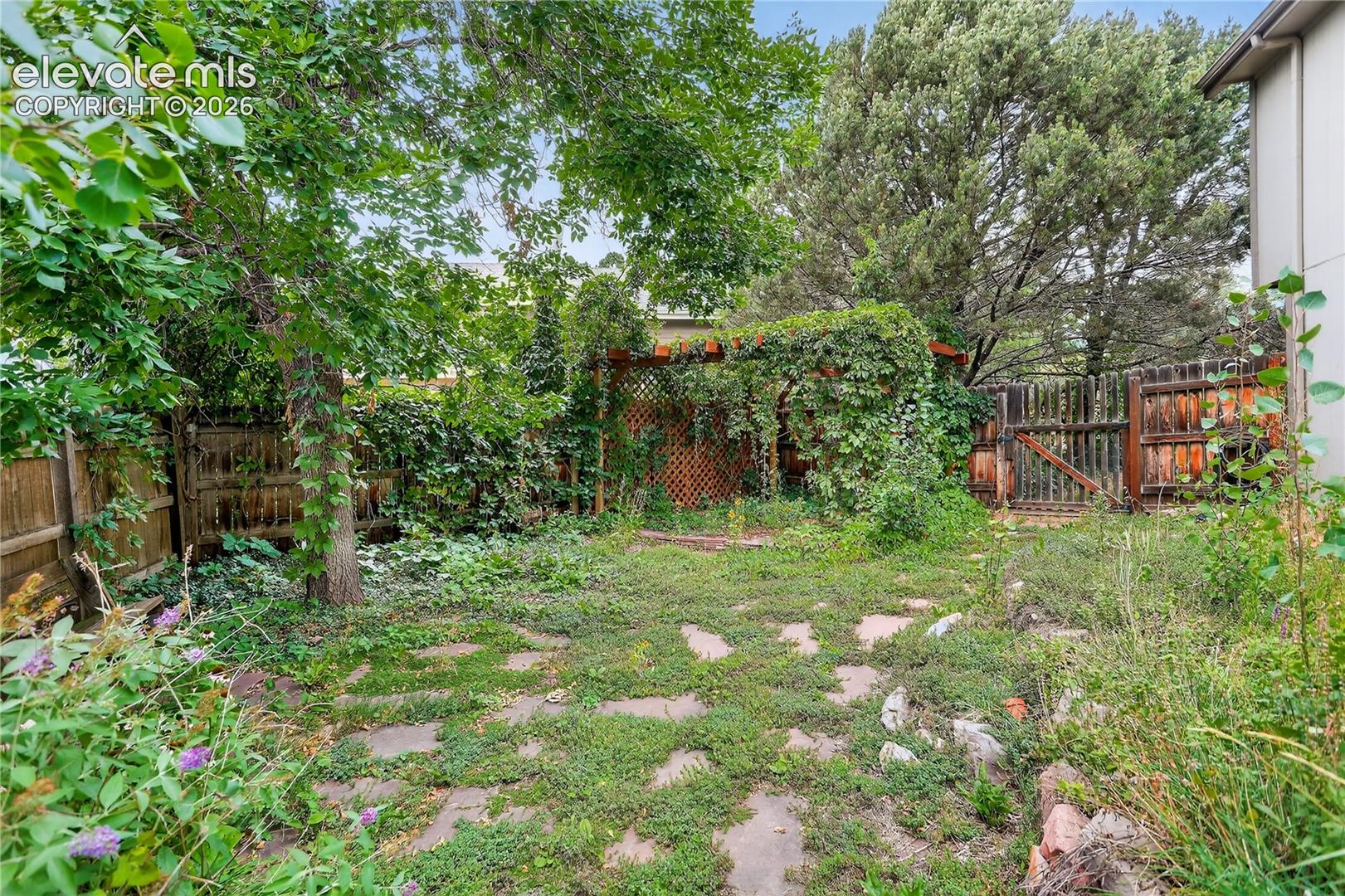 Fenced garden in backyard