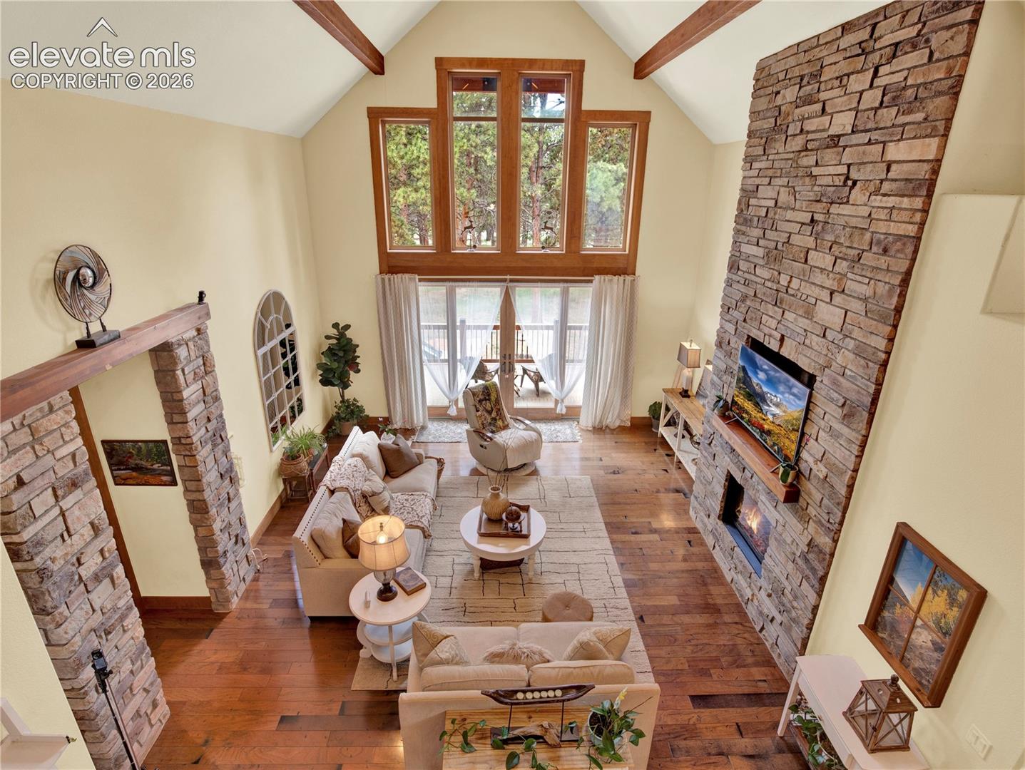 A view from the loft over looking the living room