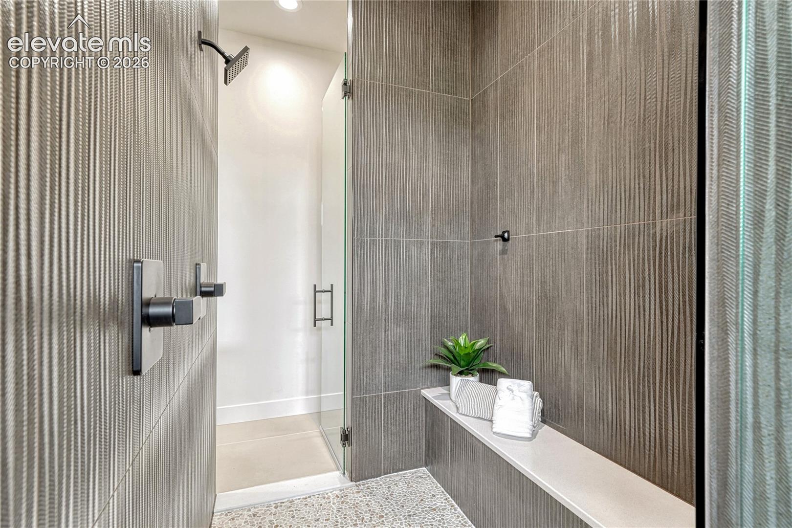 Beautiful tile work in this shower. 