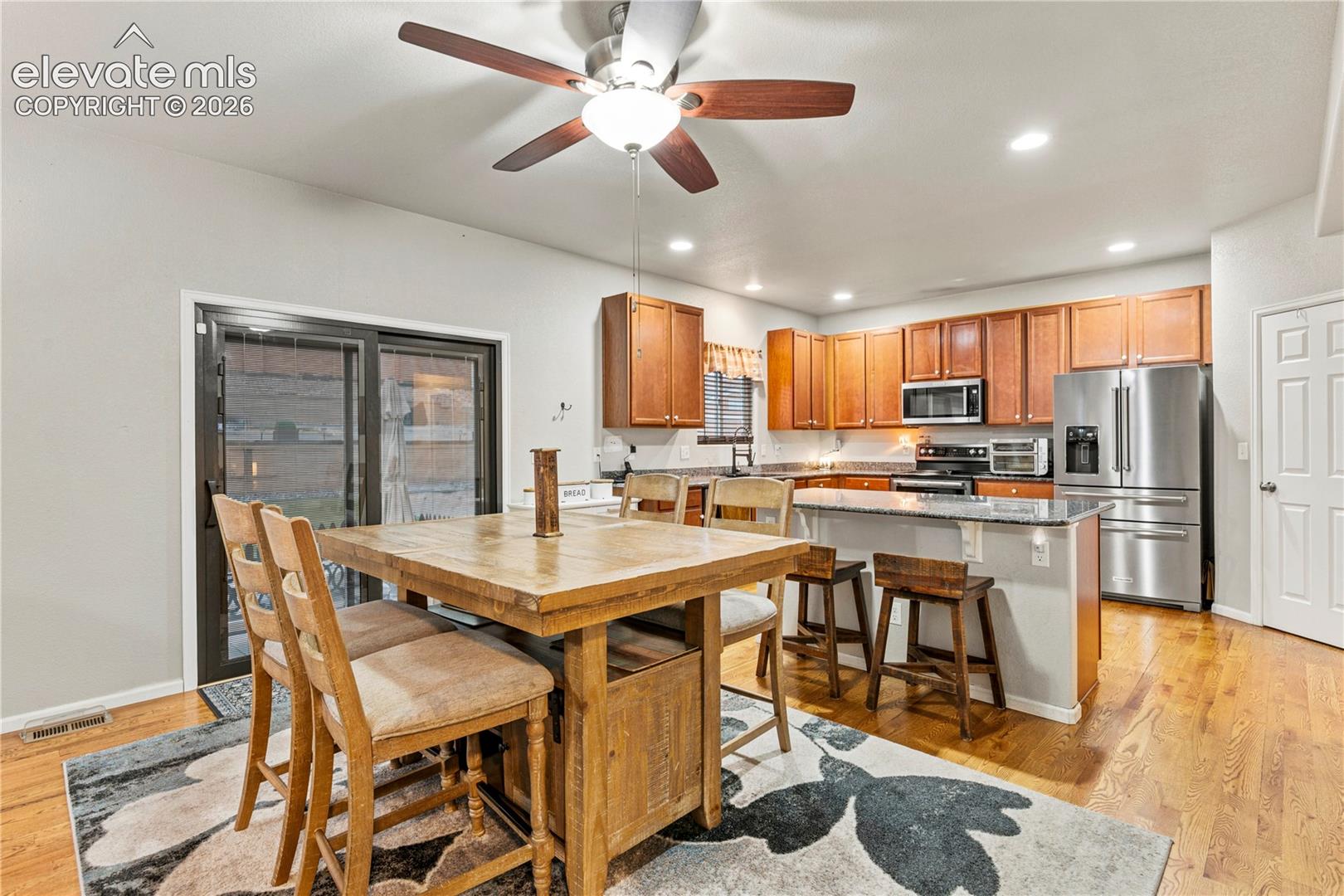 Dining area walks out to back yard
