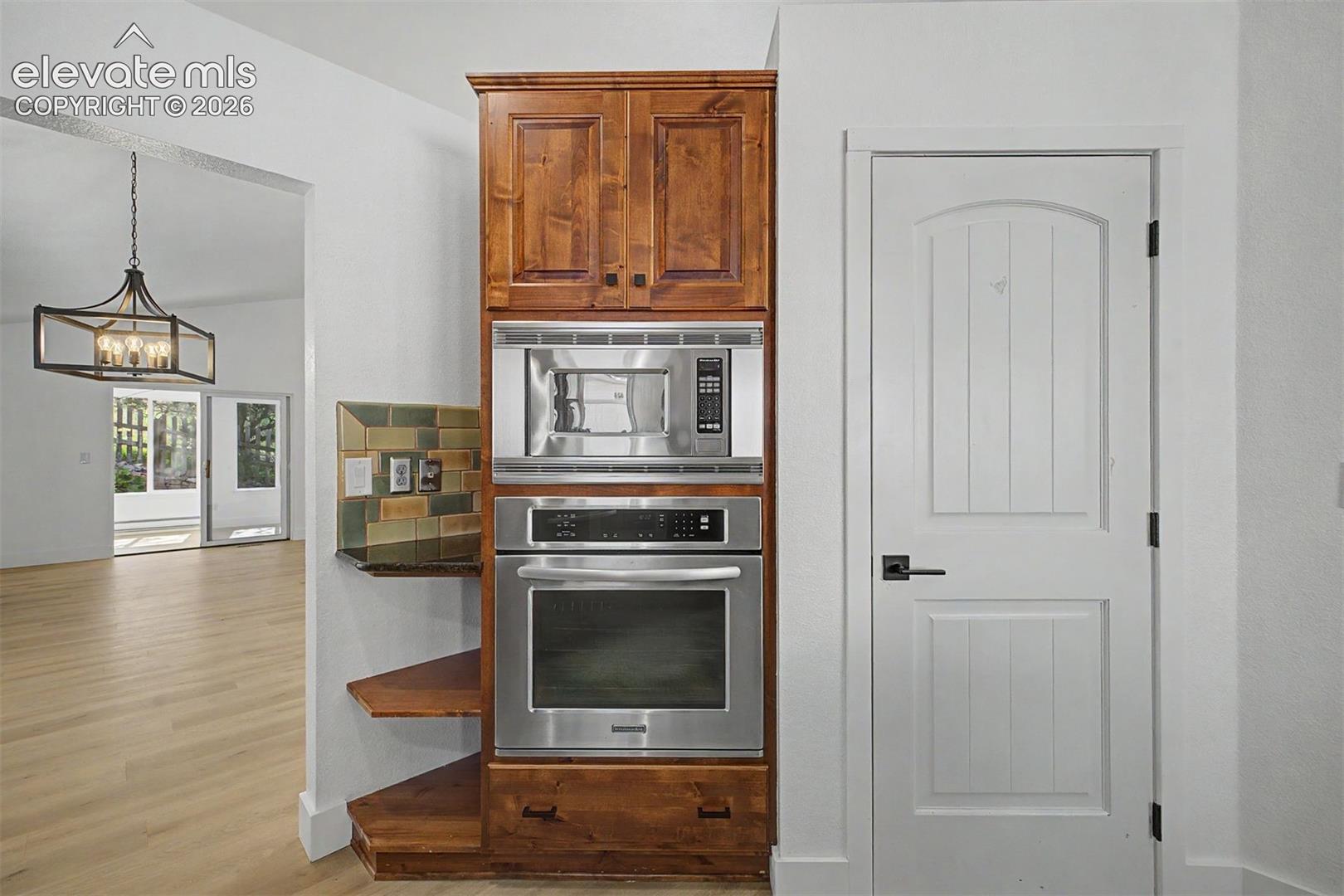 Kitchen with dedicated pantry and built in microwave