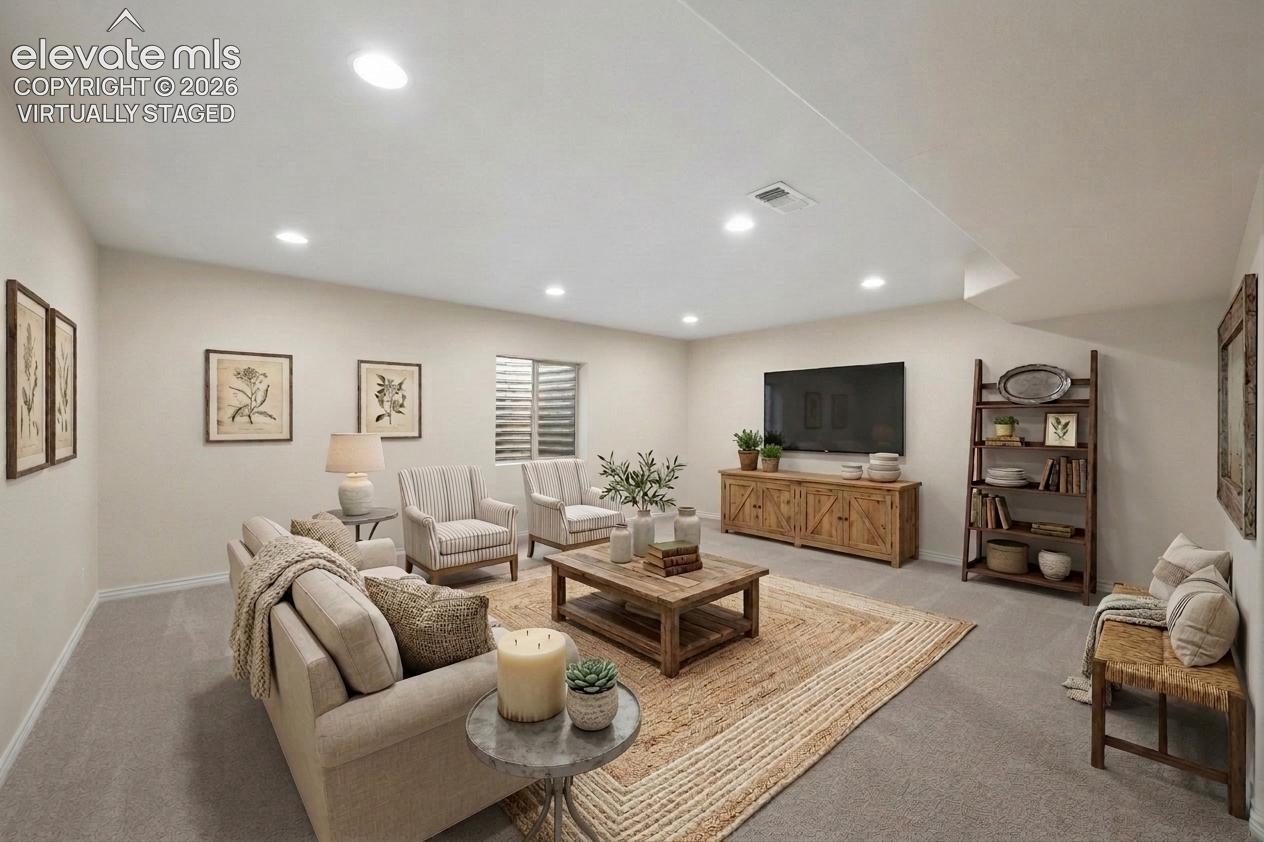 Virtually Staged-Basement Family Room