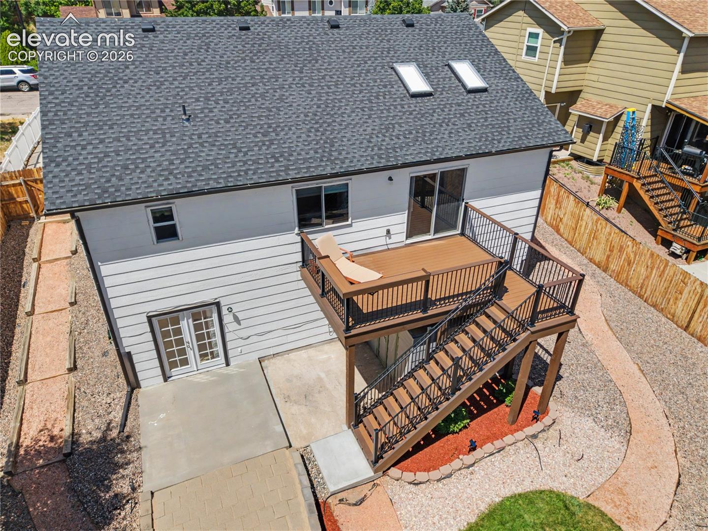 Aerial view of backyard