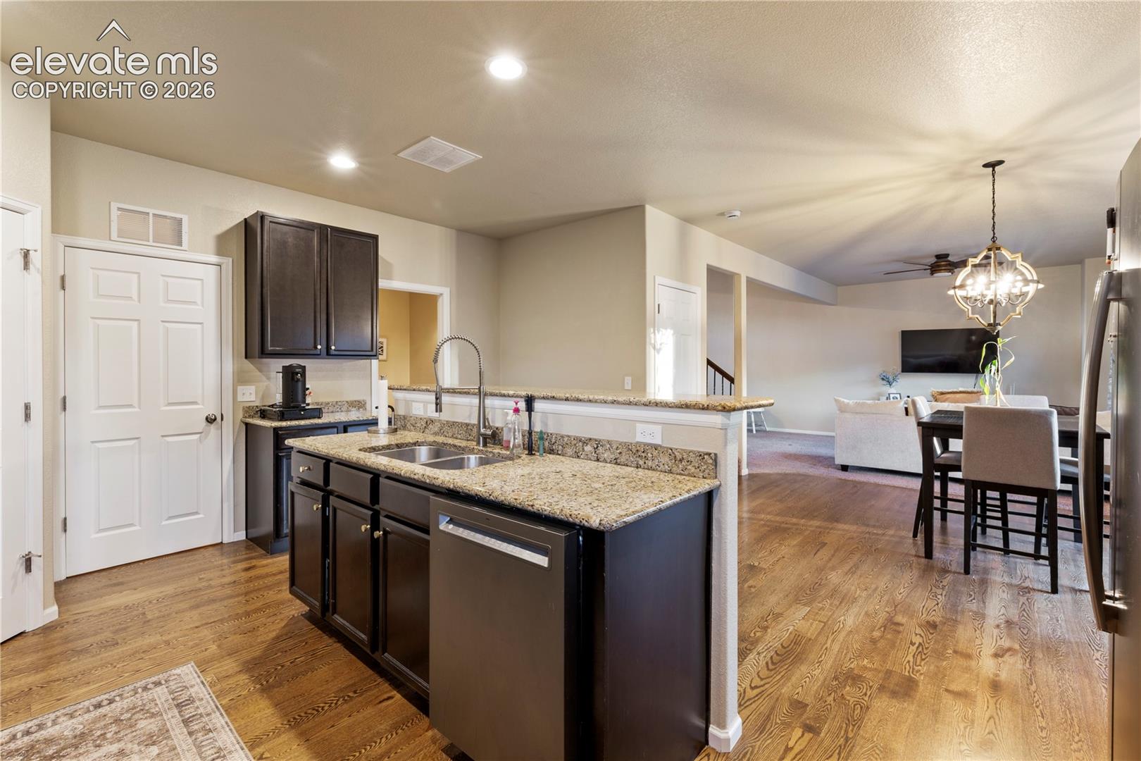 Kitchen has a coffee bar