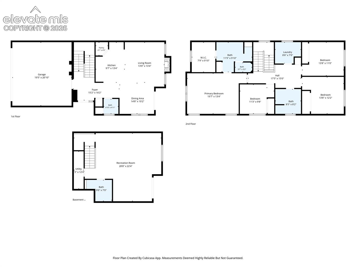 Floor plan – all levels (approximate measurements)