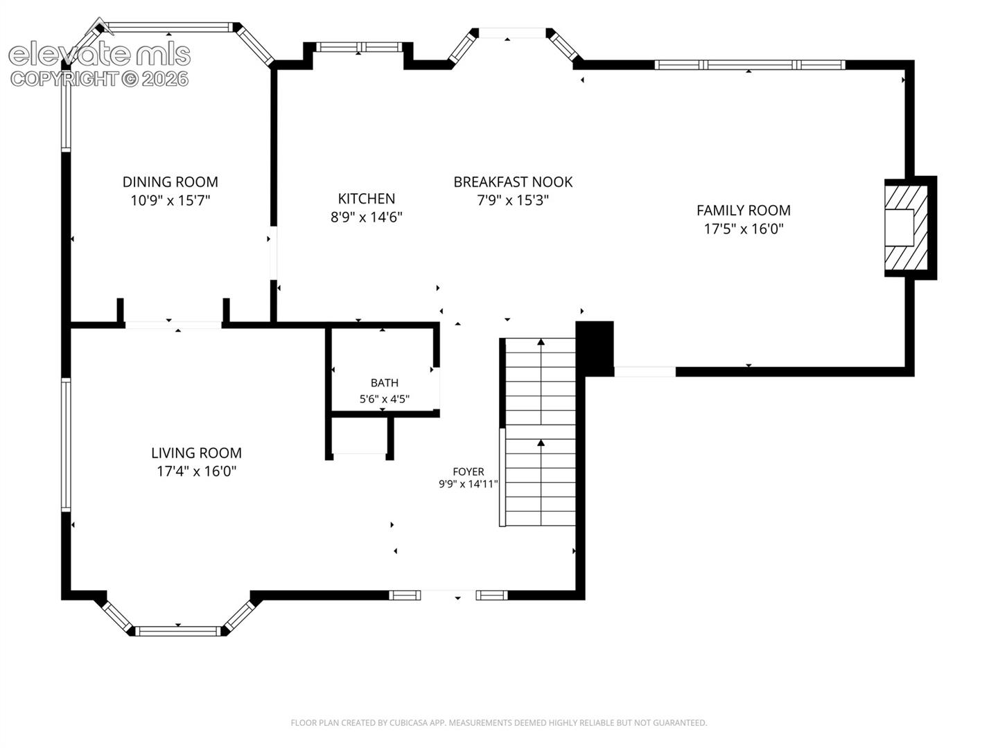 Main Level Floor Plan-Garage is not shown but entrance is off family room