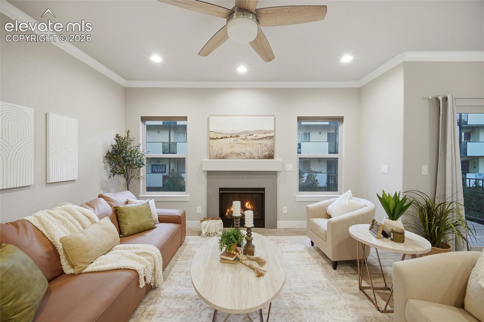 Living room with gas fireplace