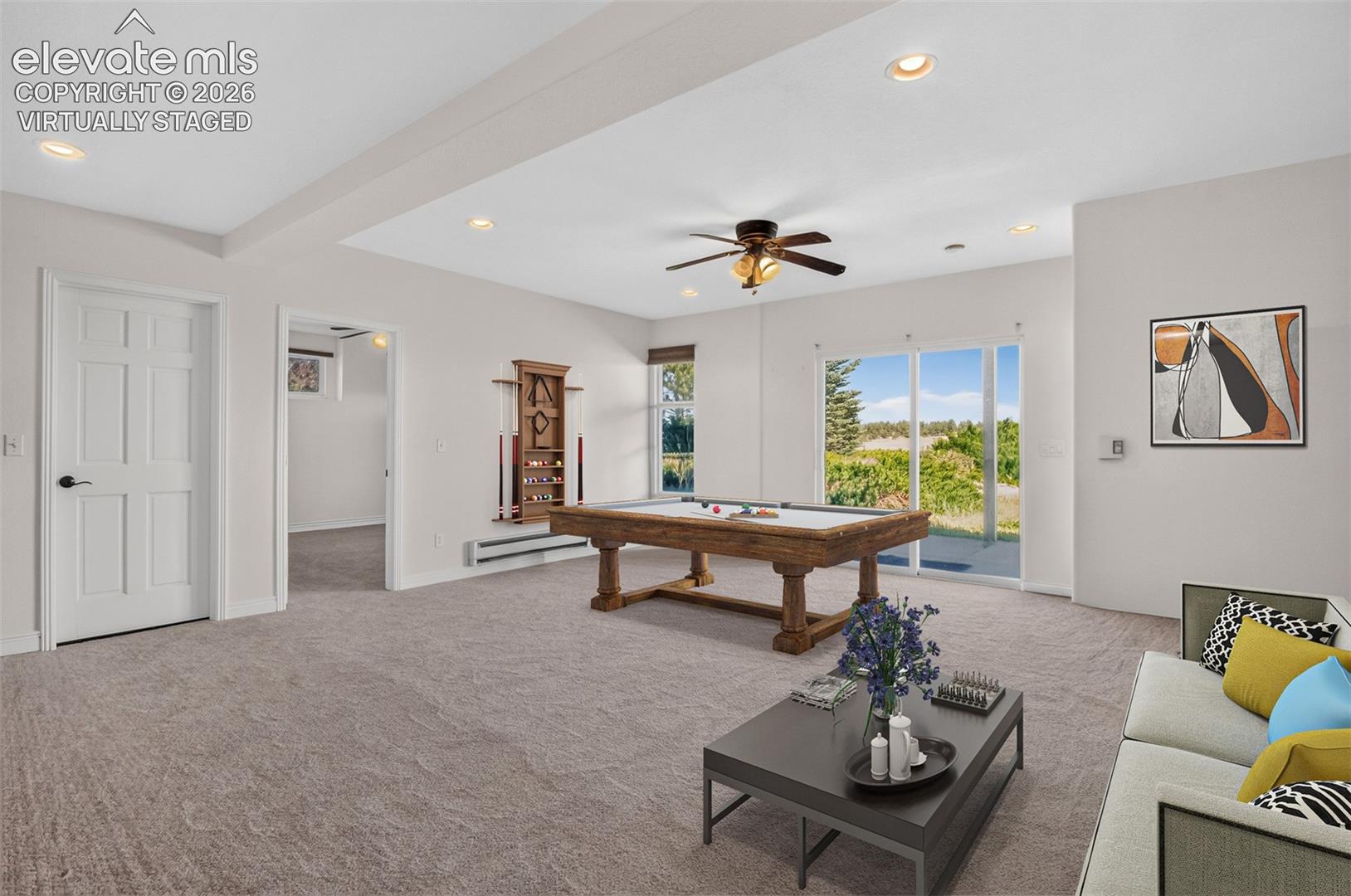 Virtually Staged Photo of Basement Family Room