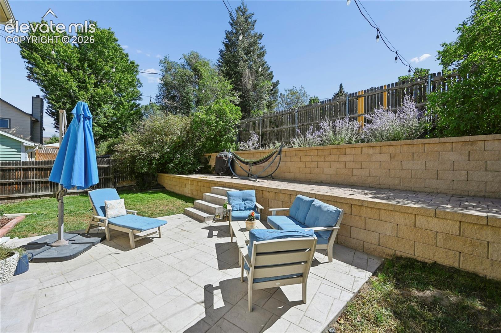 Large patio in the back