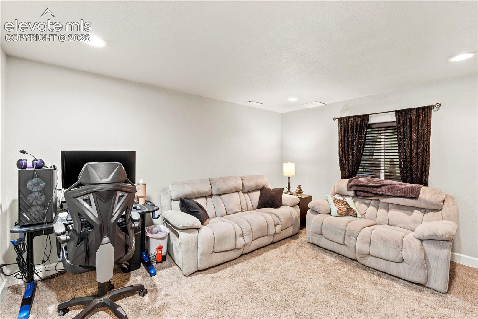 Family room in basement