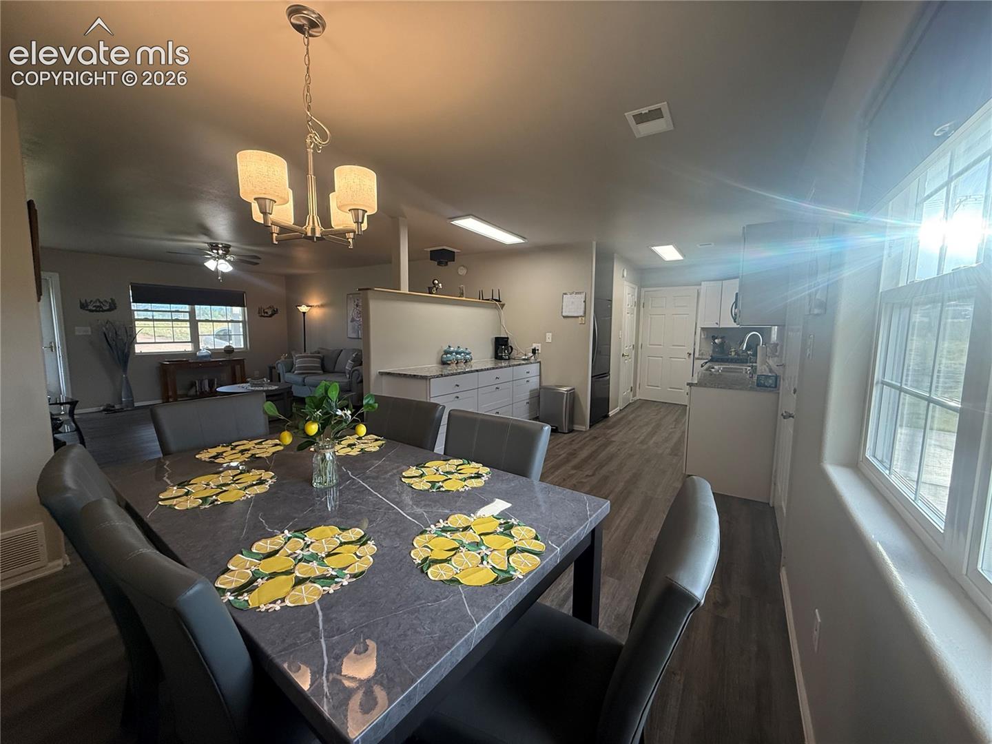 open to the kitchen