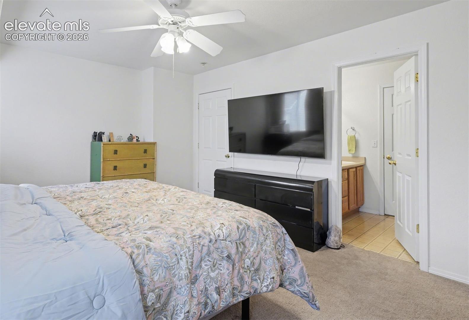 Primary bedroom adjoins full bathroom