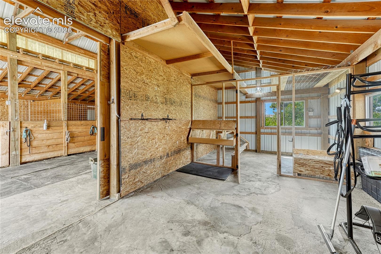 Inside barn