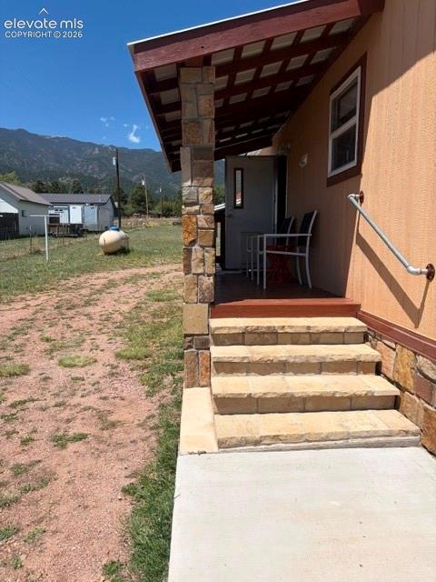 Back Patio, stone steps and walk way