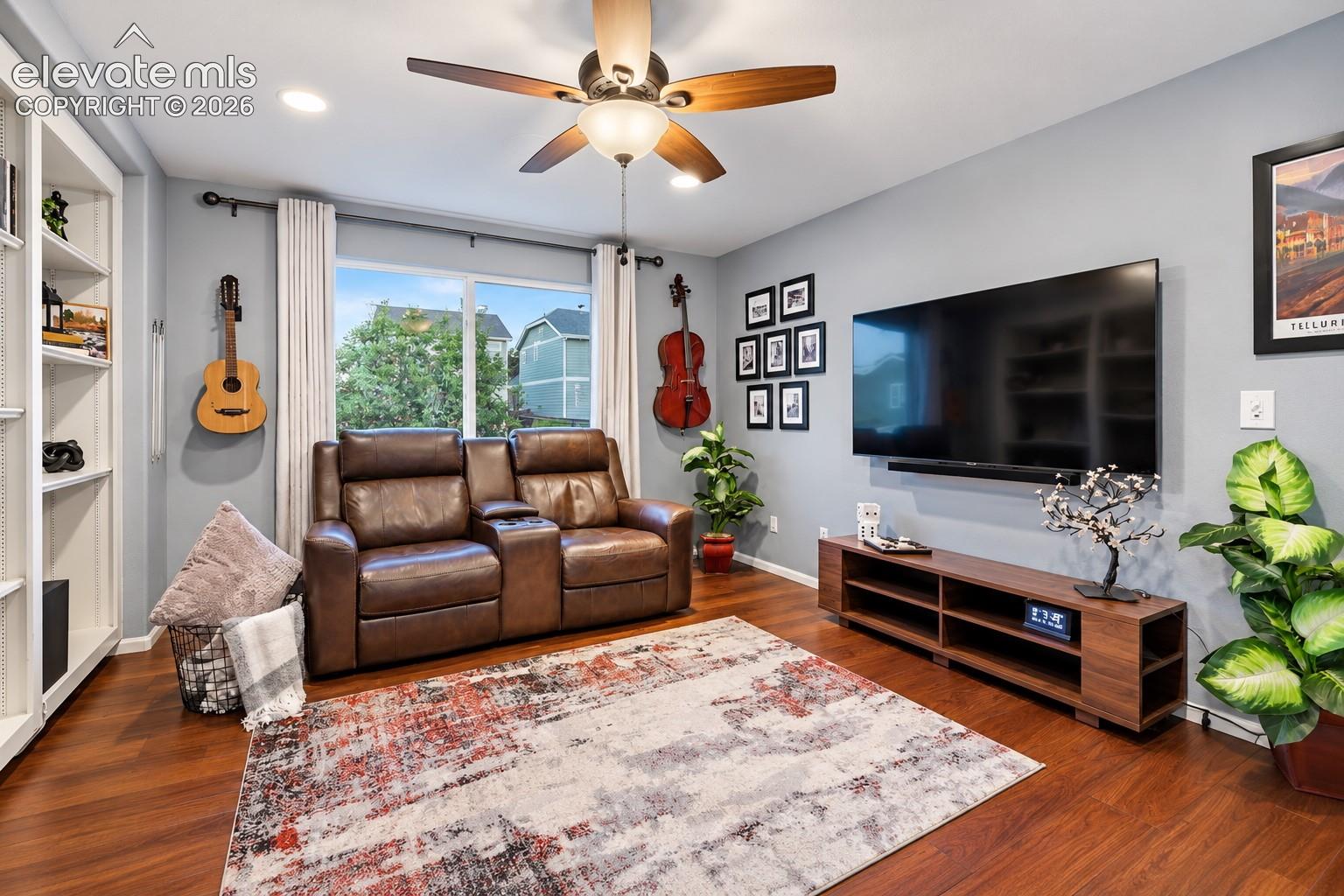 Built-in shelving and flexible living space make this an easy room to personalize for your lifestyle.