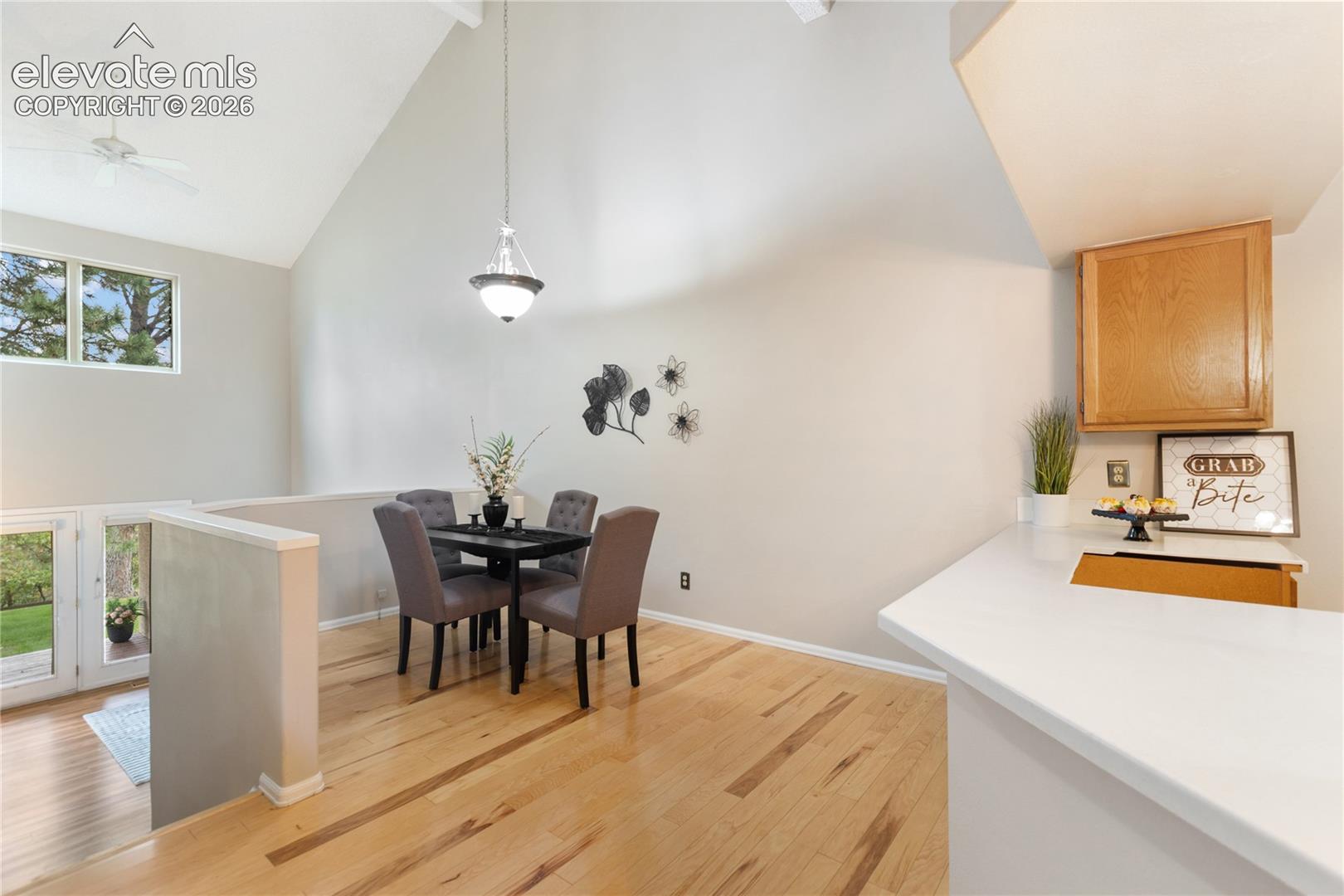 Kitchen into dining area