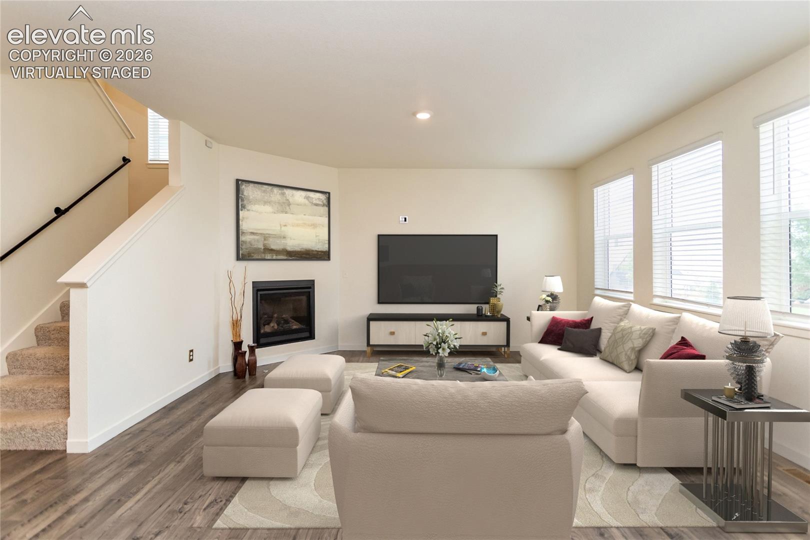 Virtually staged living room