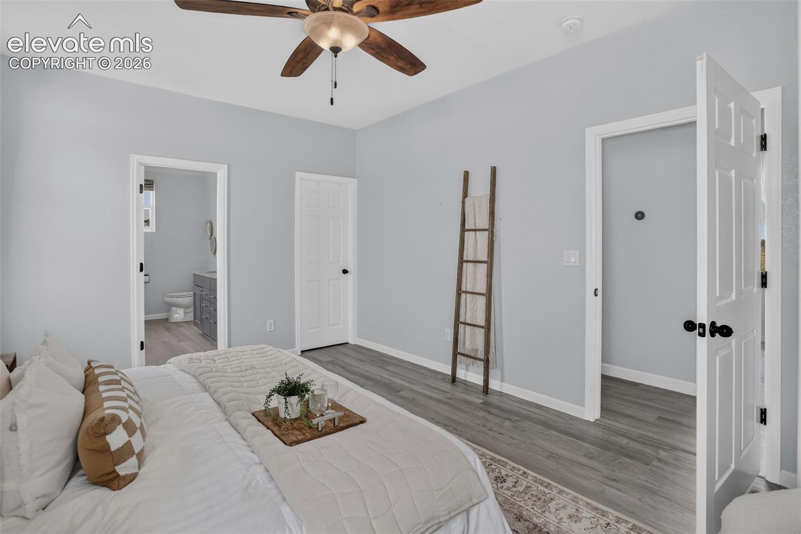 Primary bedroom with walk in closet.