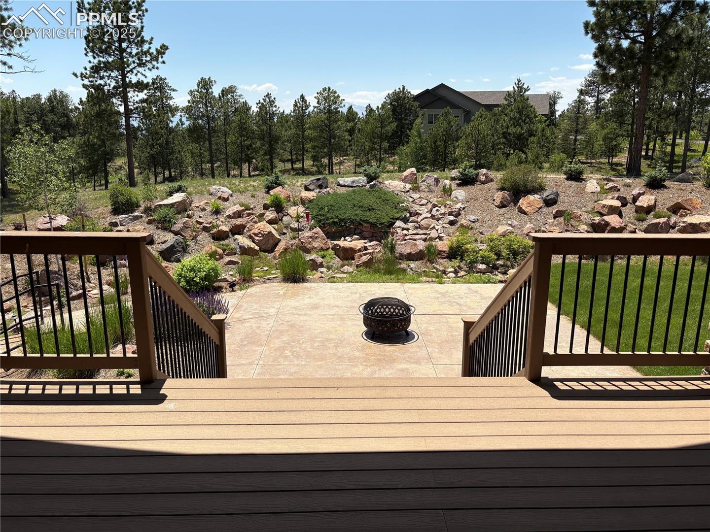 Off the living room back trex deck with gas supply.