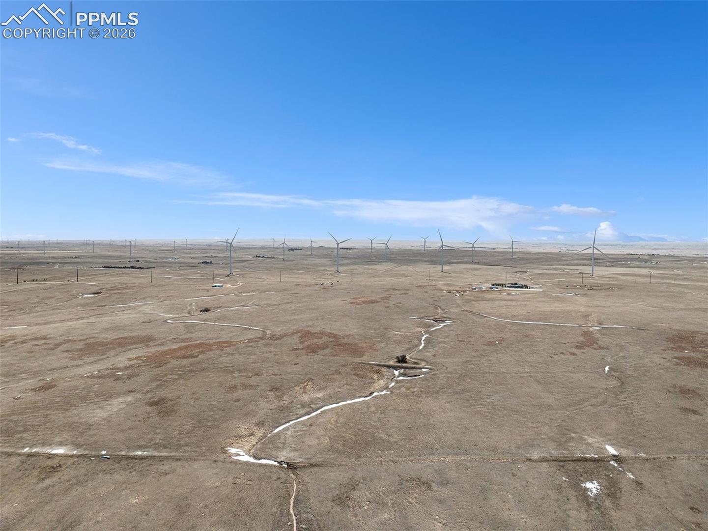 View showing nearby utility poles along the roadway.