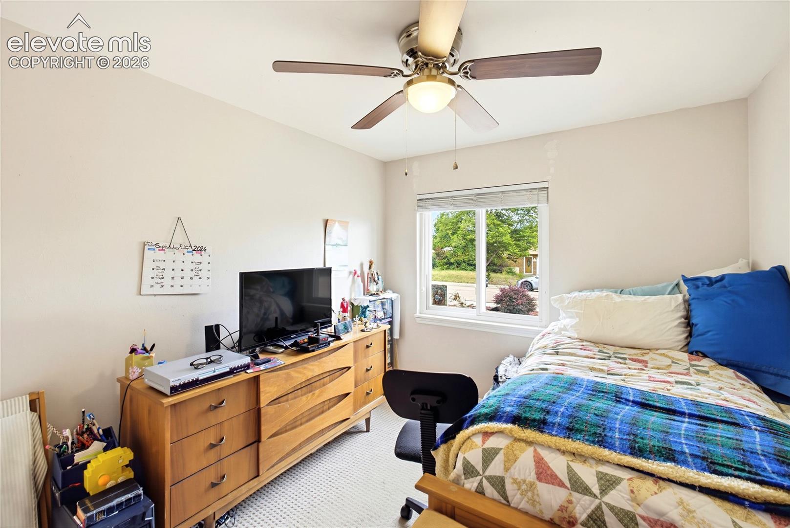 Single window with horizontal blinds
