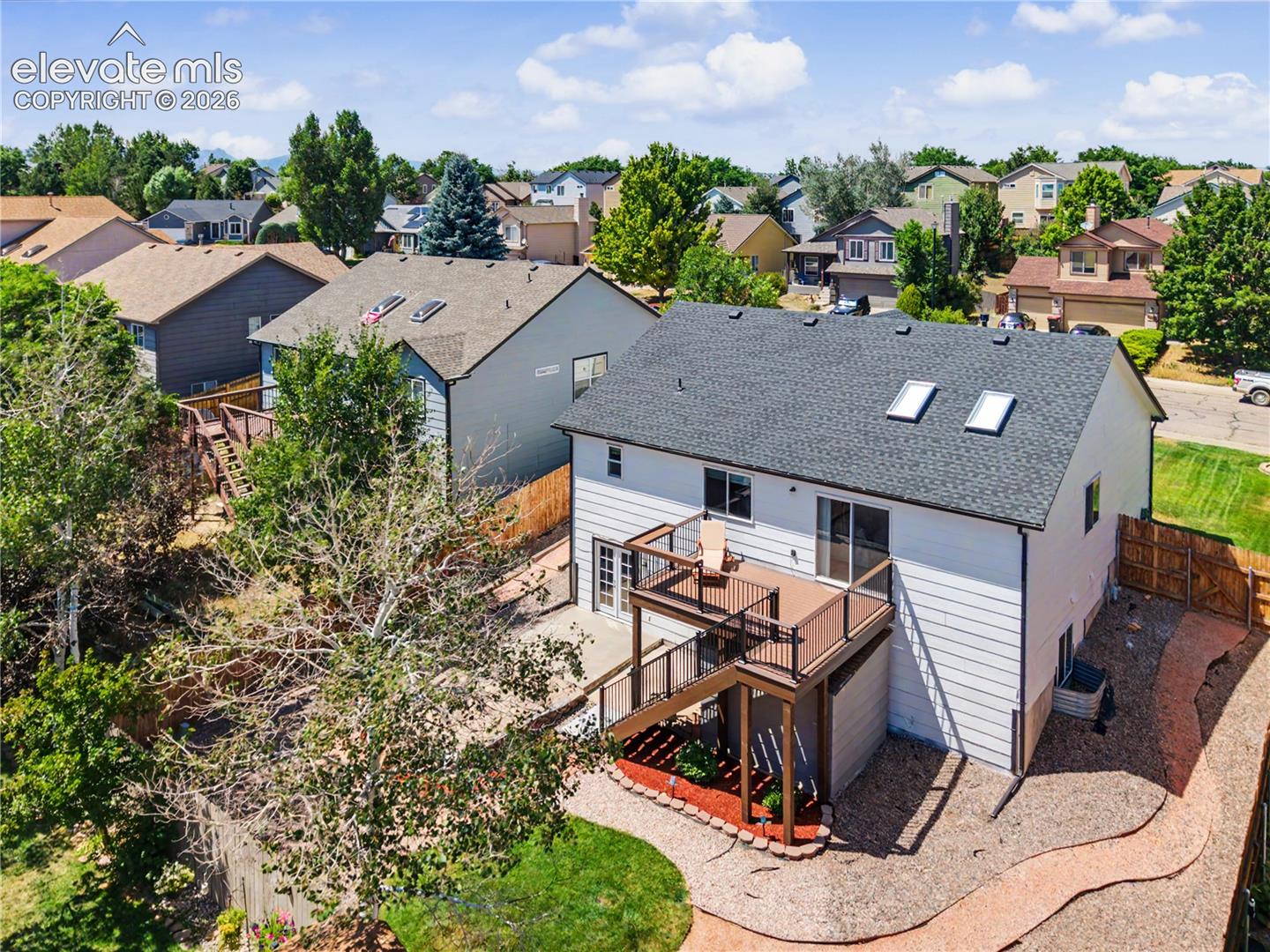 Aerial view of backyard