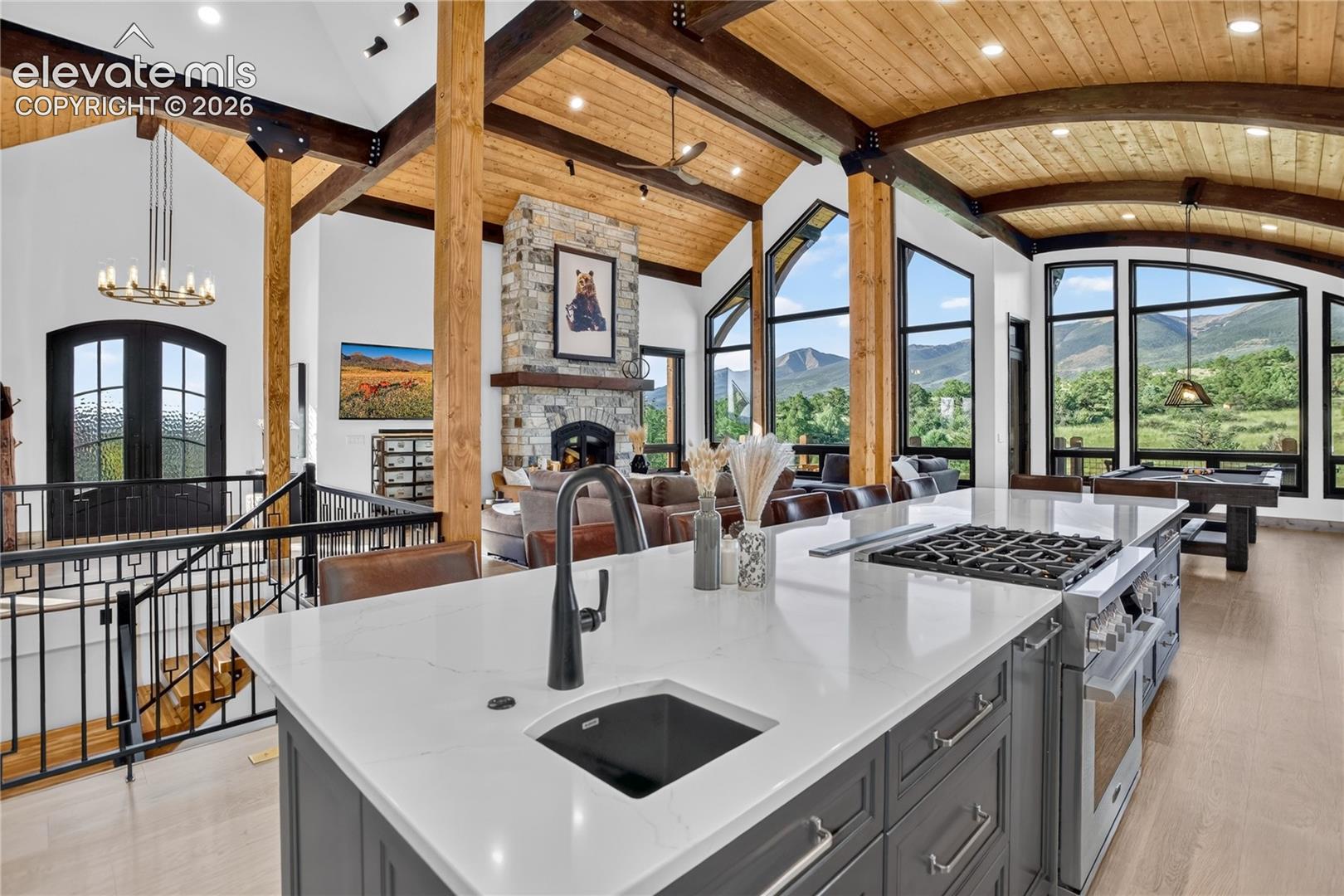 Large quartz island & solid wood cabinetry