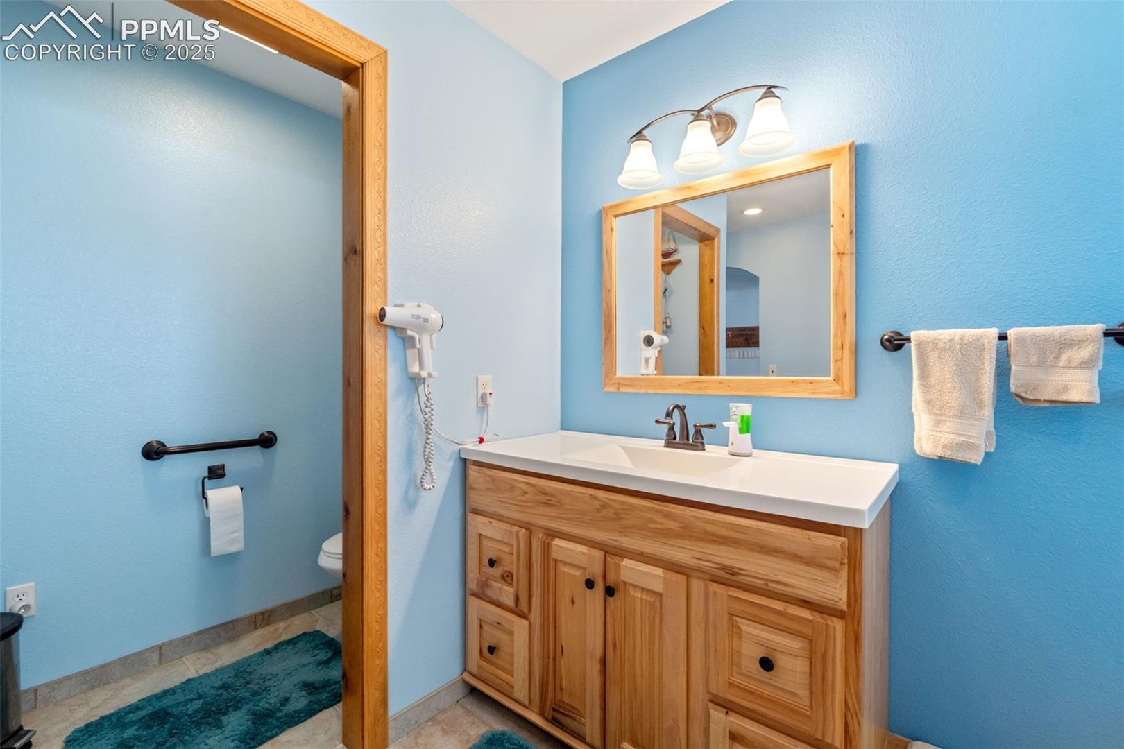 Bright master bathroom with upgraded details