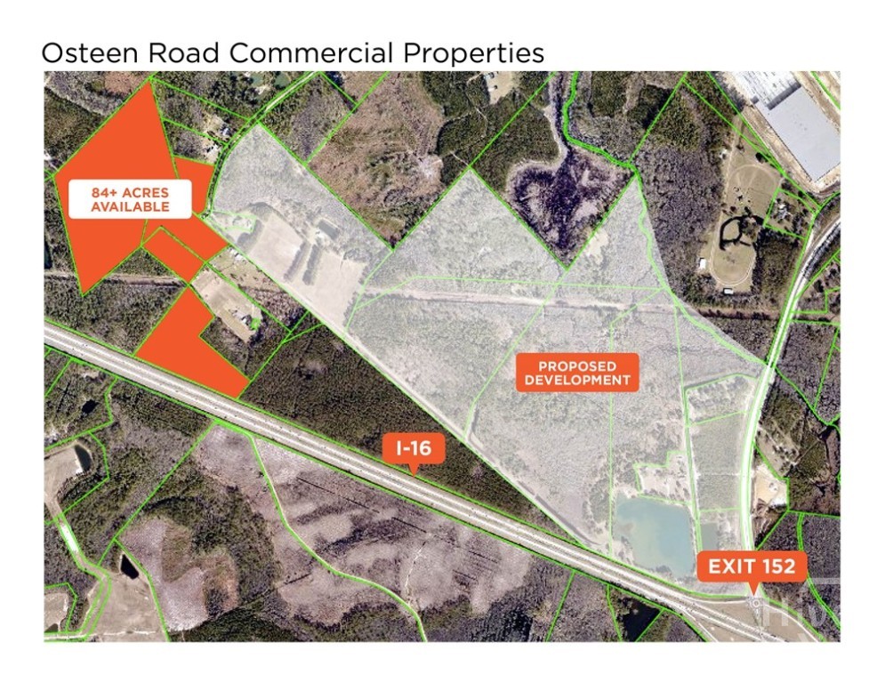 Subject parcels shaded in orange. Nearby proposed development shown.