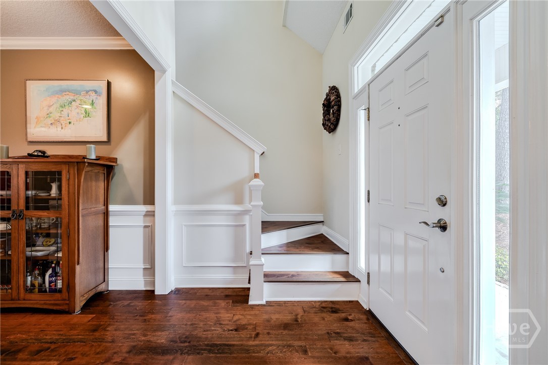 Looking from break area to stairs