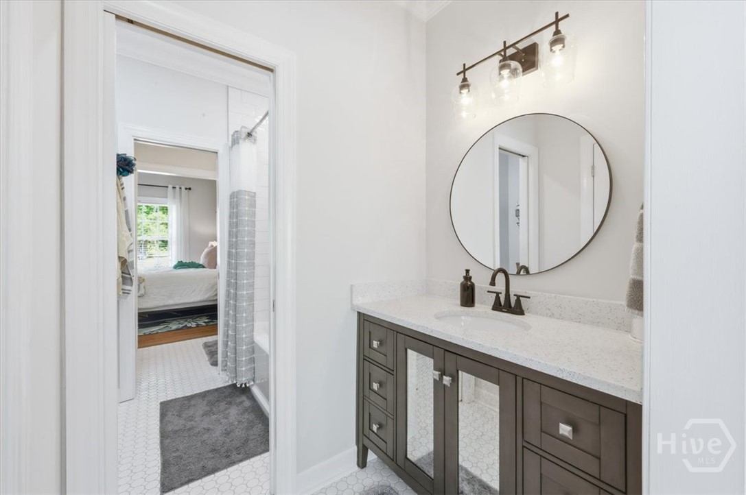 Separate vanity for bedroom three.