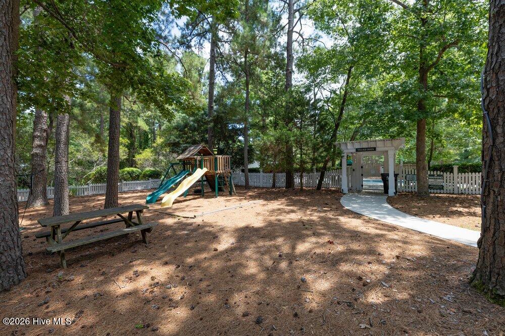 Community playground by pool
