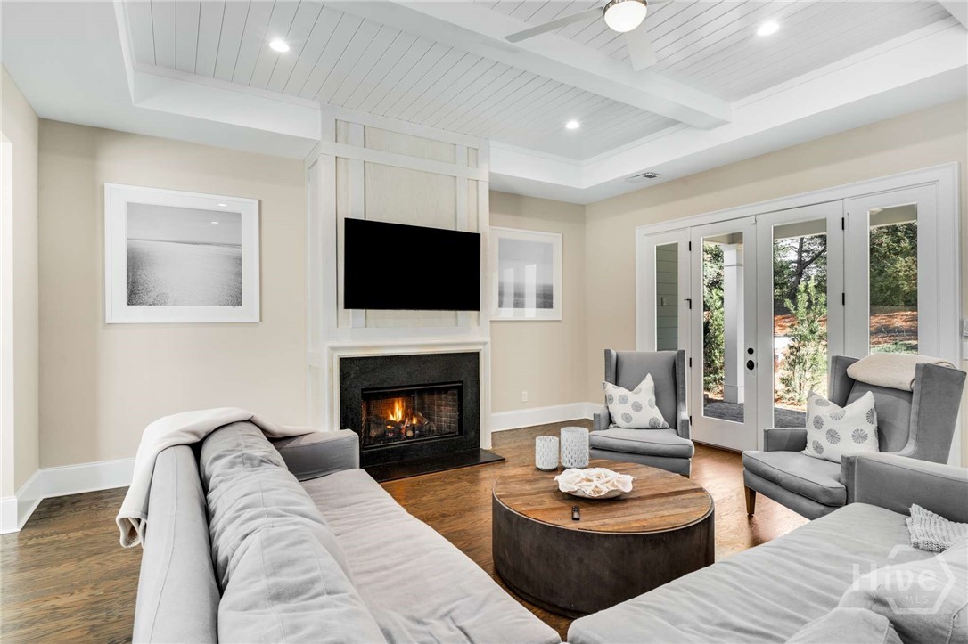 Beautiful fireplace with shiplap