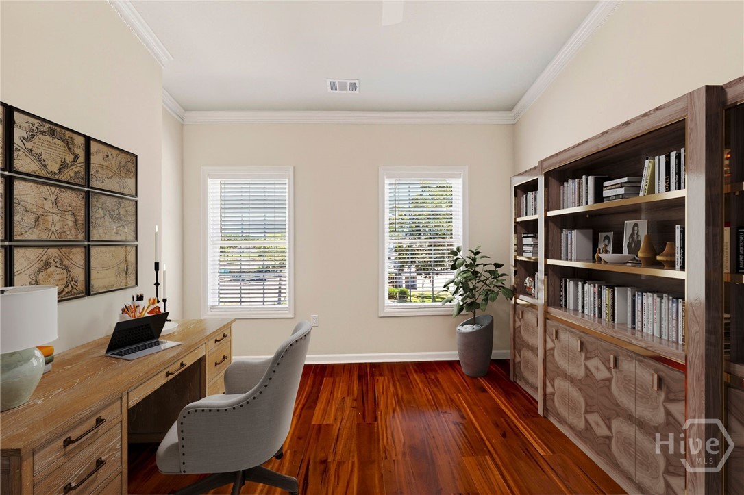 virtually staged guest bedroom as a home office