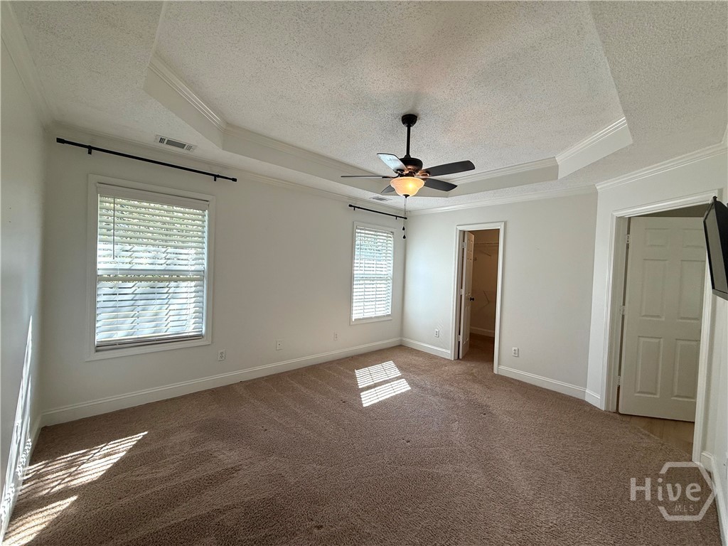 MASTER BEDROOM WITH TREY CEILING AND WALK IN CLOSE