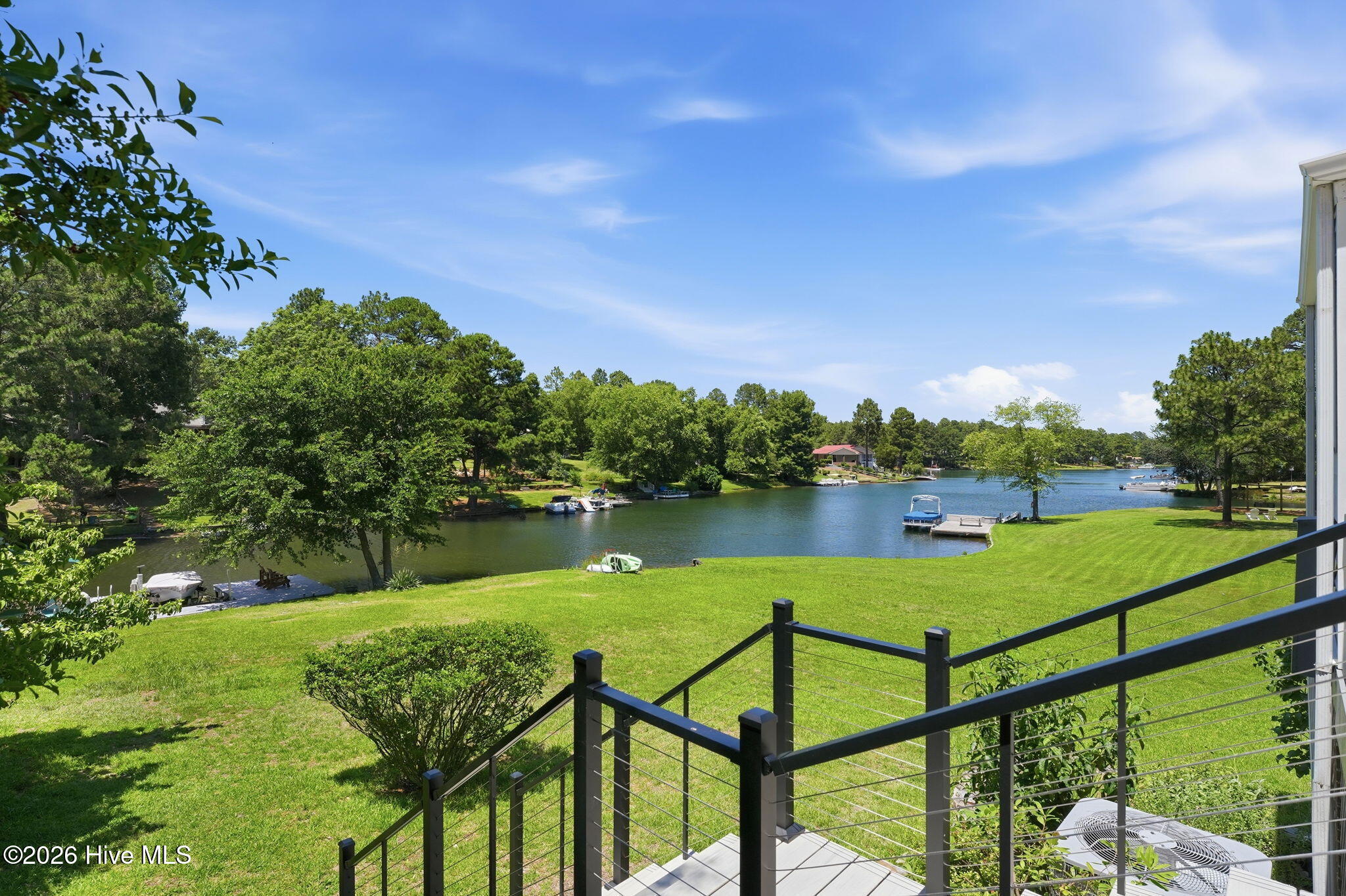 Stairs to the backyard and dock.