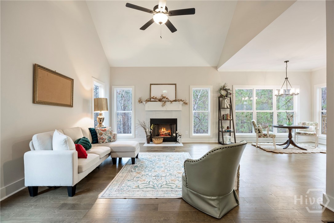 Keeping room with fireplace