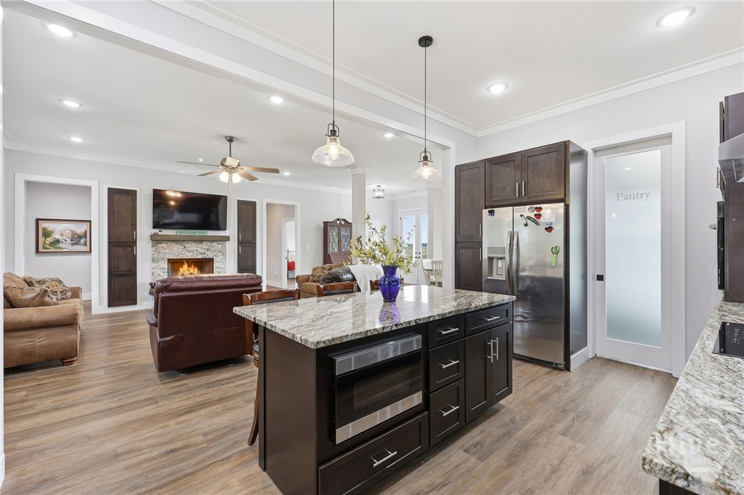 Custom island with hidden microwave