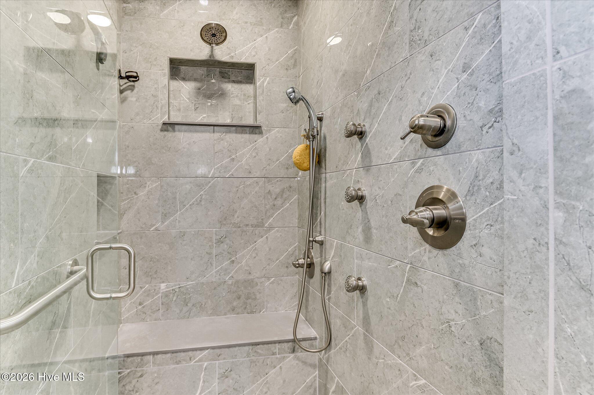 Large tiled shower in primary