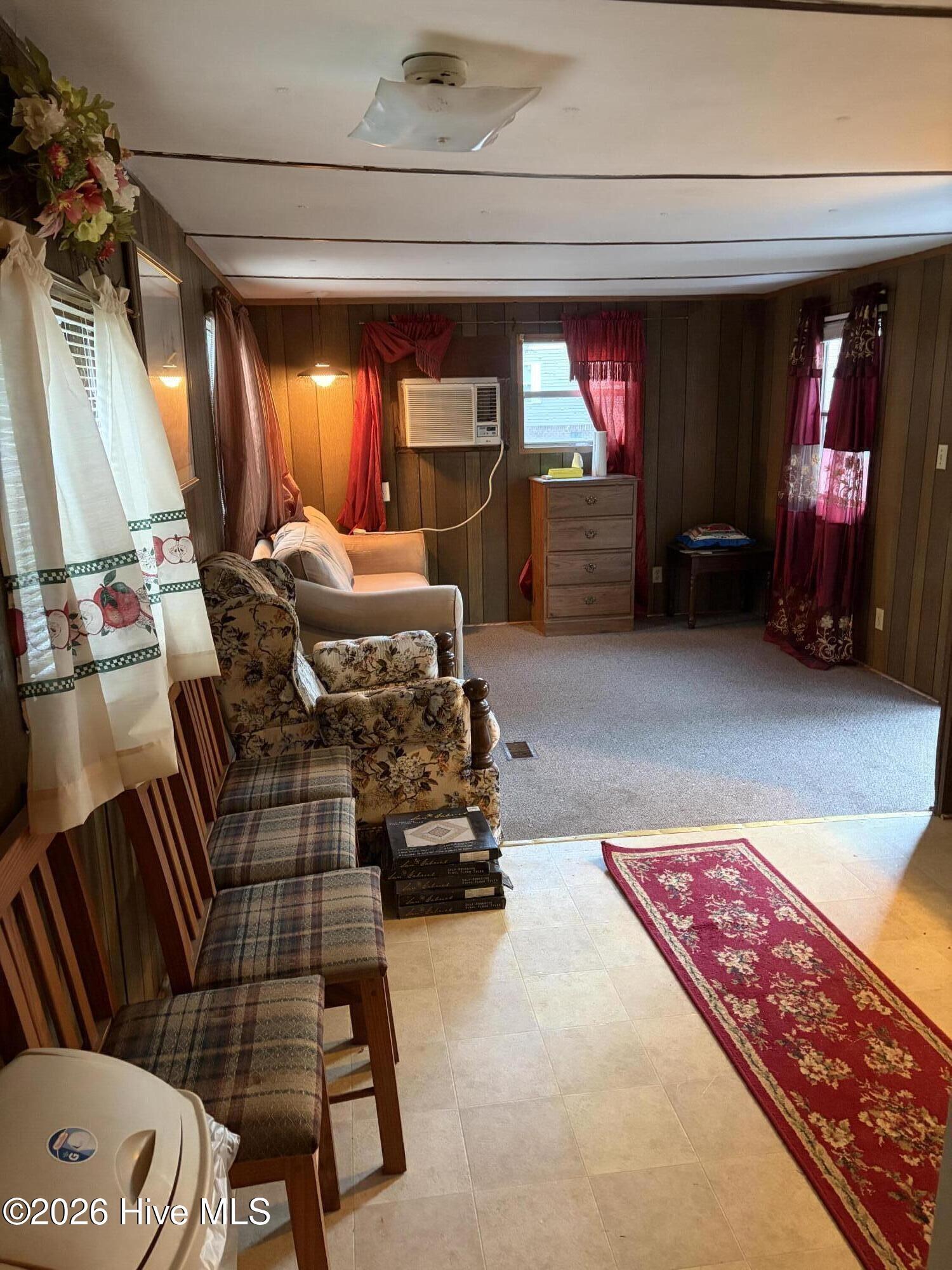 view from the hall to dining and family area