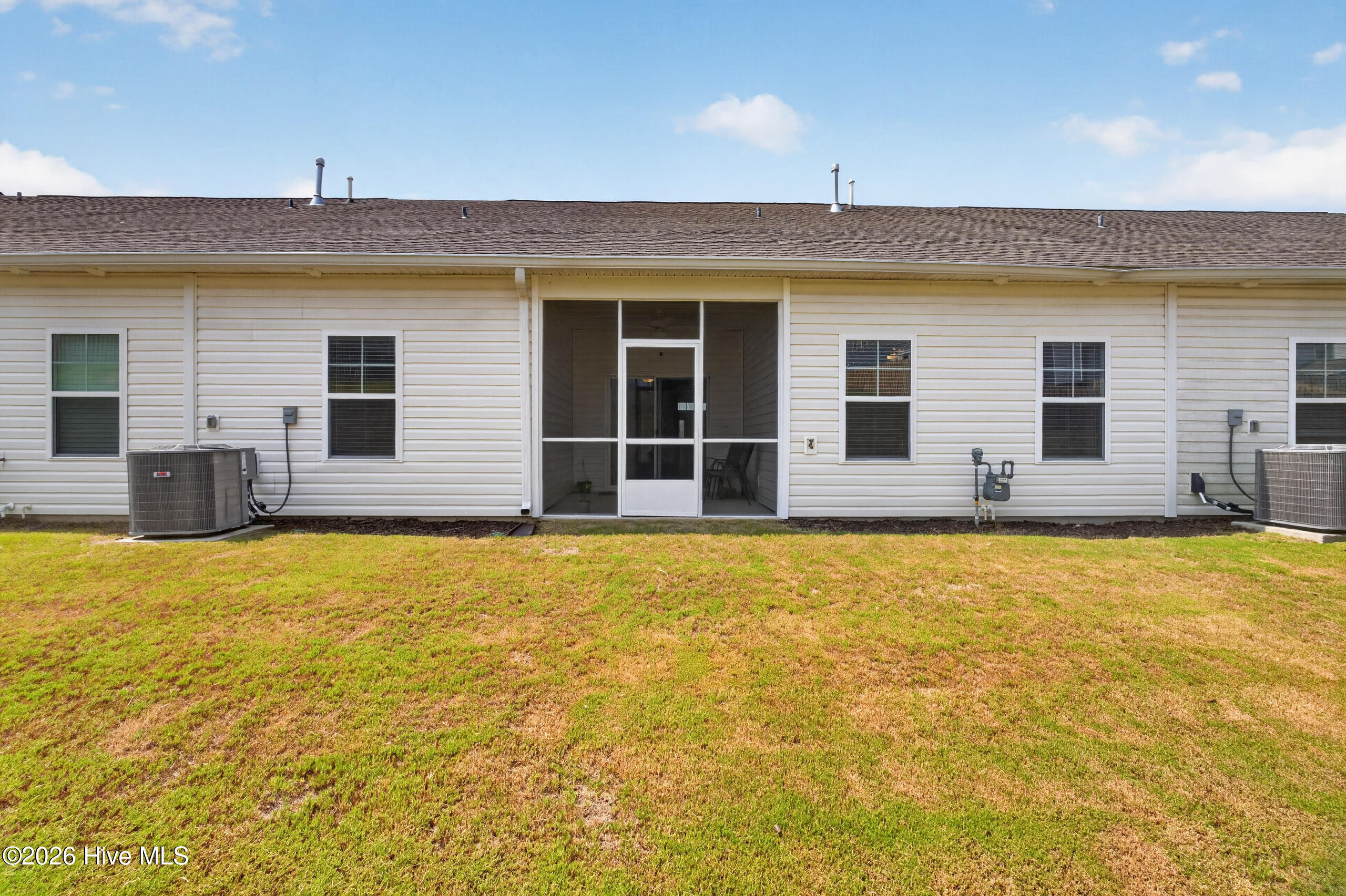 View, rear, screened rear porch