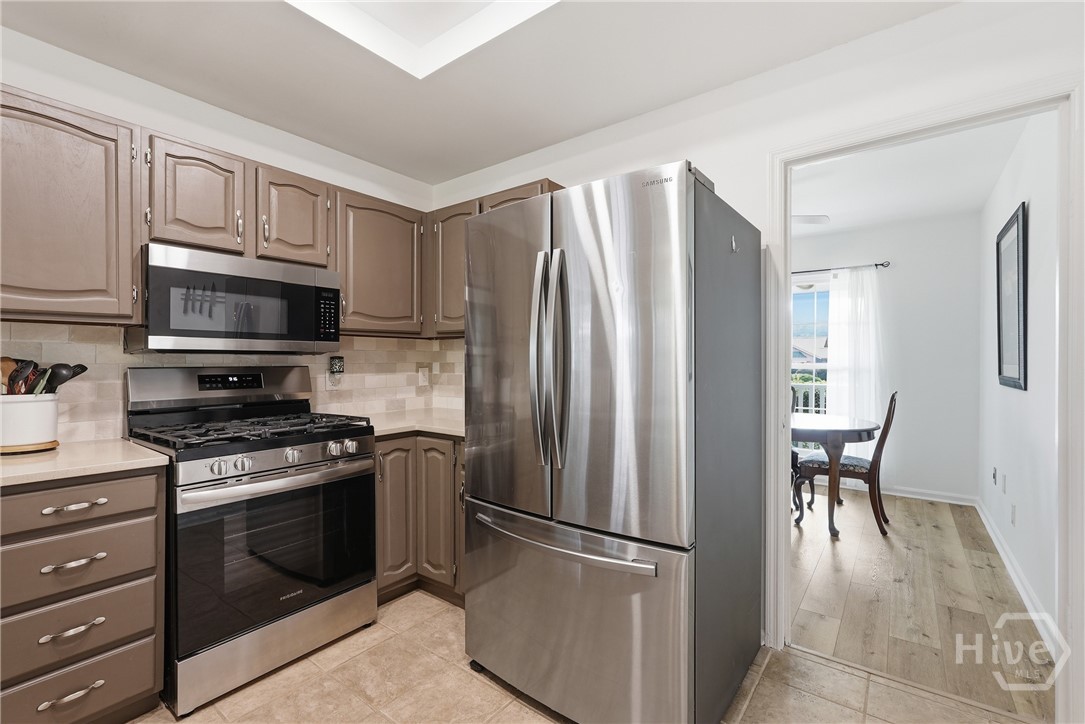 Updated kitchen is bright and open.