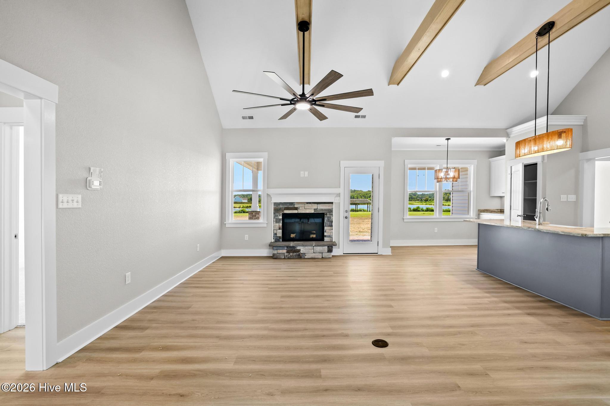 Great Room w/ electric fireplace.