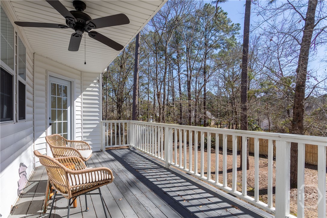 Upstairs deck overlooking backlawn