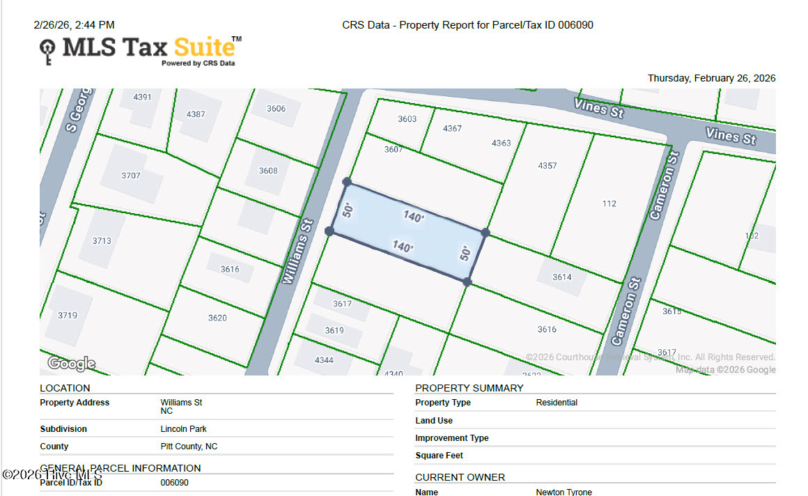 Vacant Land For Sale - 4617821019 Williams Street<br/> Pitt County, Farmville, NC 27828