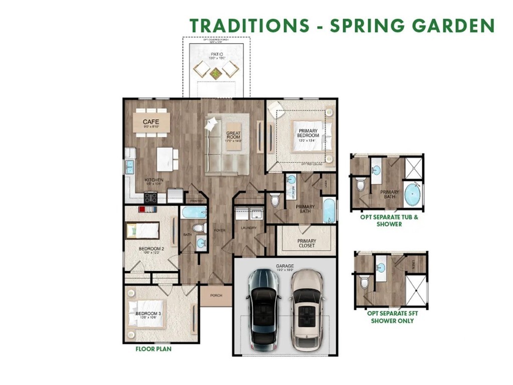 Rendering. Plan orientation, colors, dimensions, d