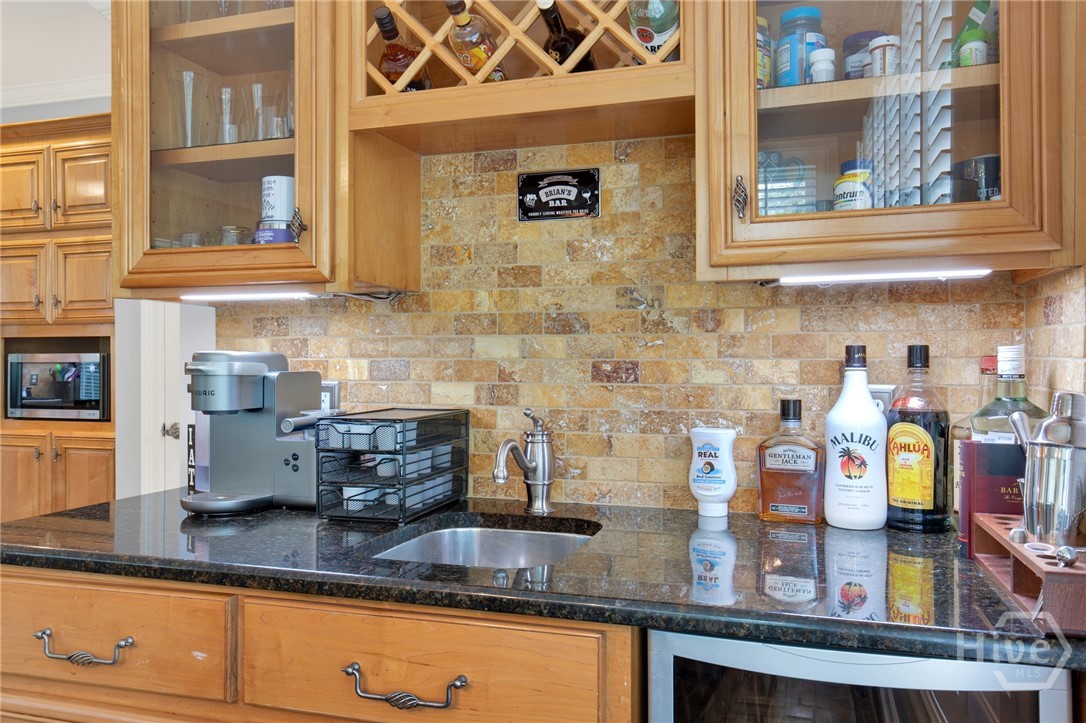 Wet bar with wine fridge